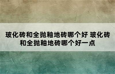 玻化砖和全抛釉地砖哪个好 玻化砖和全抛釉地砖哪个好一点